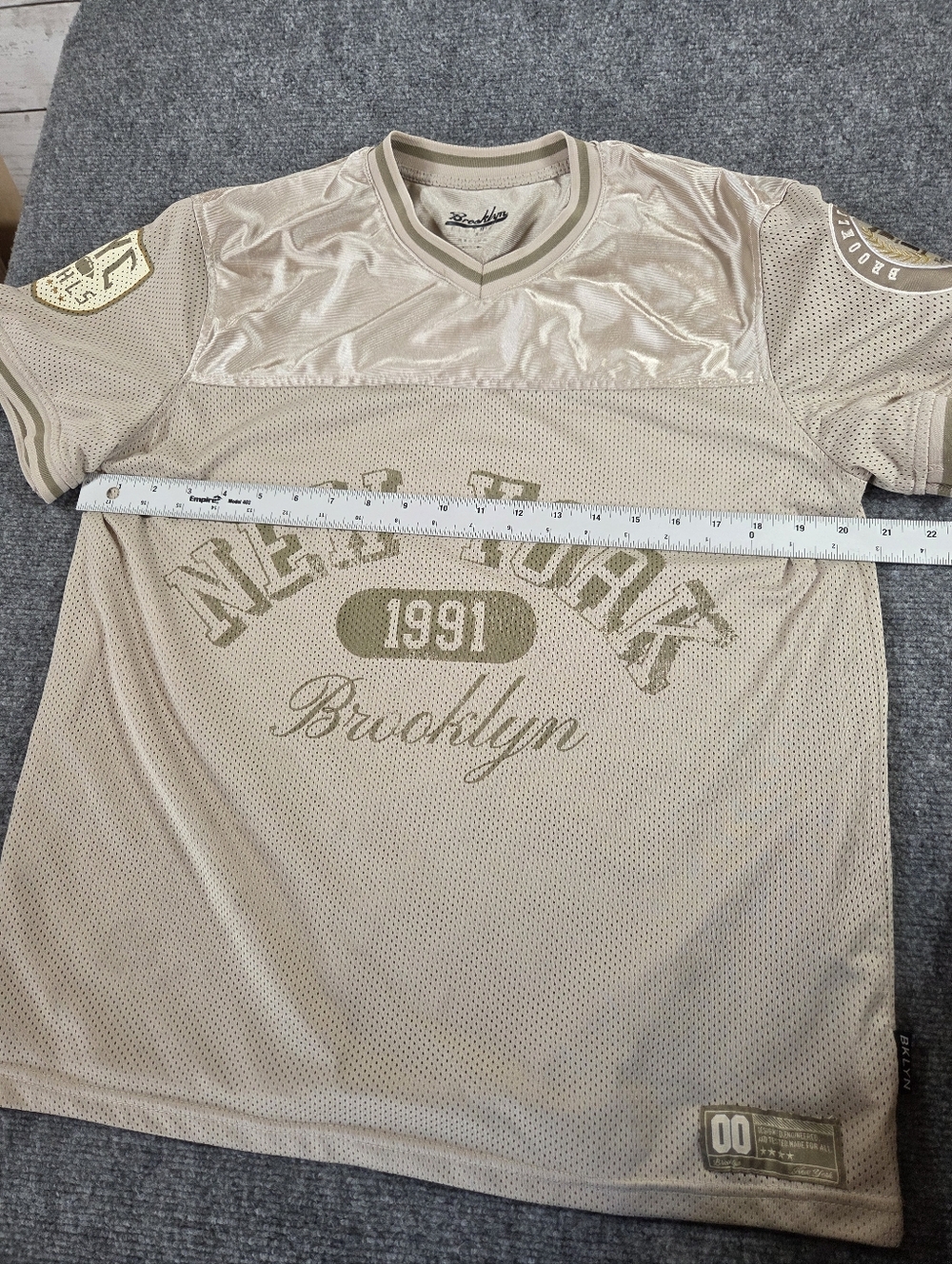 Brooklyn NY 1991 Jersey Shirt Mens Medium Beige Mesh‎ NYC Athletics Streetwear - Picture 8 of 10